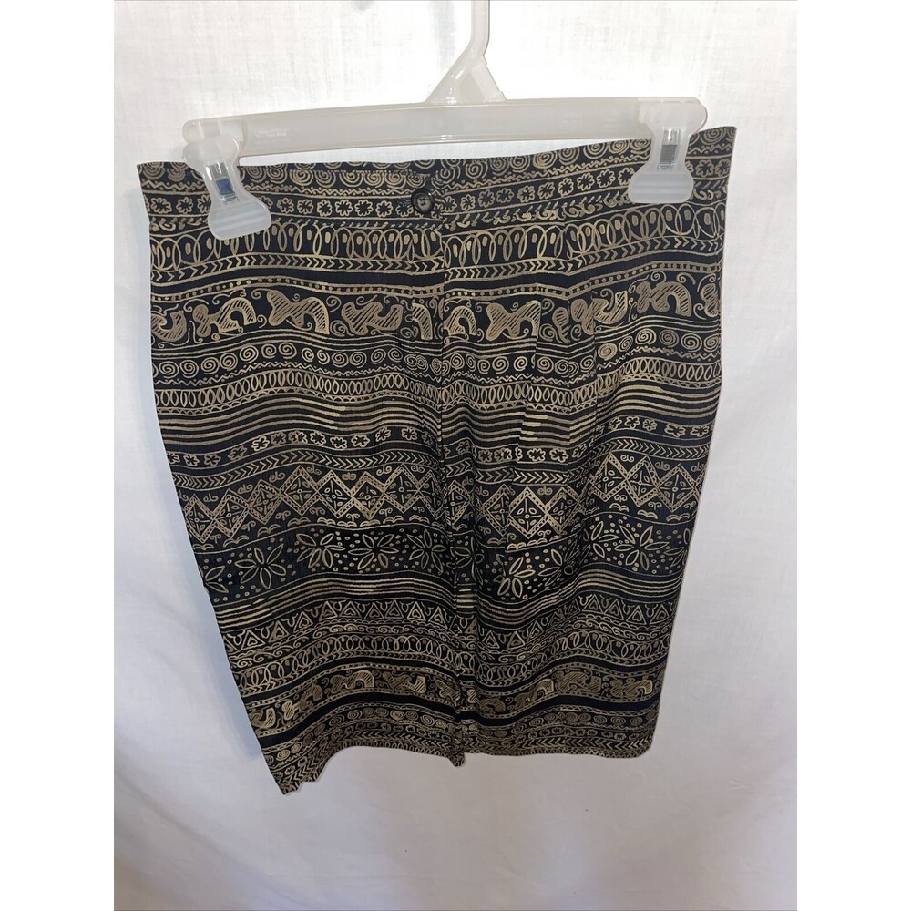 Jones New York Dress Skirt Women’s Size 8 Gold Black Pattern Knee Length Pull On